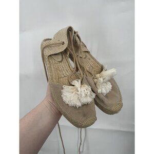 Soludo Tassel Suede Platform Gladiator Espadrille Women 9.5 Summer Bohemian Shoe